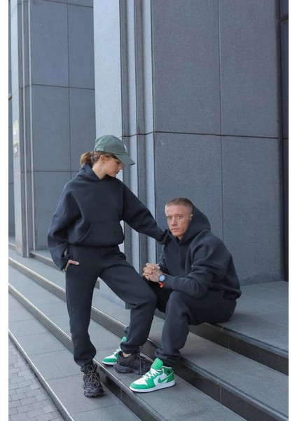 Kadın Erkek Çiftlere Özel 3 Iplik Kalın Oversize Kapüşonlu Eşofman Takımı – Tekli fiyatları