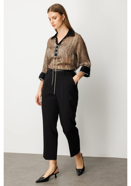 Kadın Büyük Beden Beli Kemerli Bol Paça Pantolon 1005 Siyah fiyatları