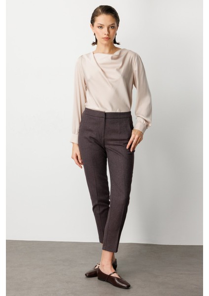 Kadın Beli Lastikli Dar Paça Pantolon 5175 Bordo fiyatları
