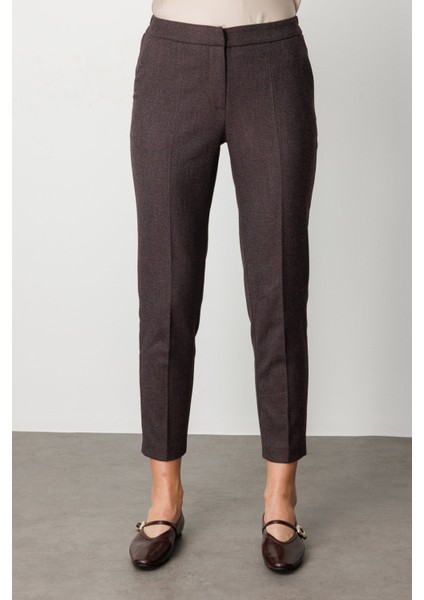 Kadın Beli Lastikli Dar Paça Pantolon 5175 Bordo modelleri