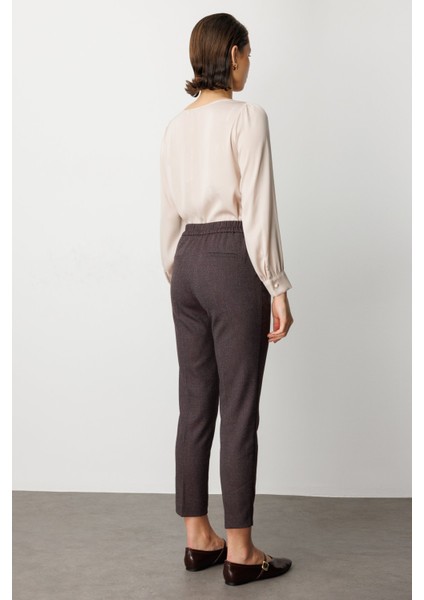 Kadın Beli Lastikli Dar Paça Pantolon 5175 Bordo fırsatları