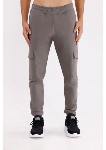 Yan Kargo Cepli Lastik Bel Rahat Kesim Diz Panel Detaylı Daralan Paça Eşofman Altı