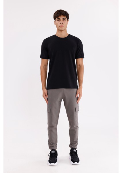 Yan Kargo Cepli Lastik Bel Rahat Kesim Diz Panel Detaylı Daralan Paça Eşofman Altı indirimleri