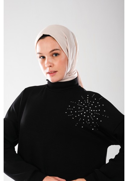 2296_KADINTAŞ Baskılı Yırtmaçlı Dik Yakalı Tunik modelleri