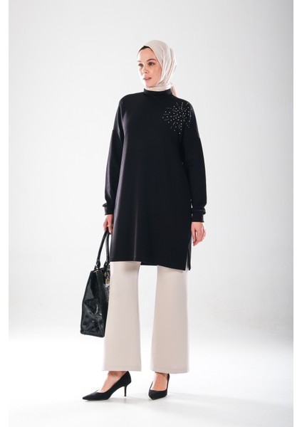 2296_KADINTAŞ Baskılı Yırtmaçlı Dik Yakalı Tunik fırsatları