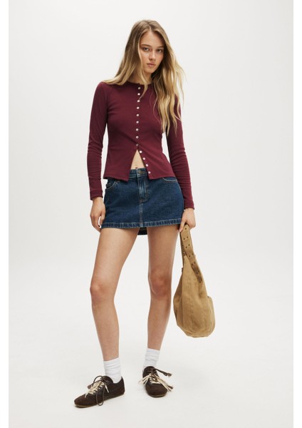 Bordo Slim Fit Düğmeli Kadın Hırka MG2580 fiyatları