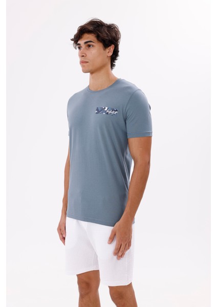 Göğüs Baskı Detaylı Bisiklet Yaka Kısa Kollu Rahat Kalıp Pamuklu Spor Tişört fiyatları