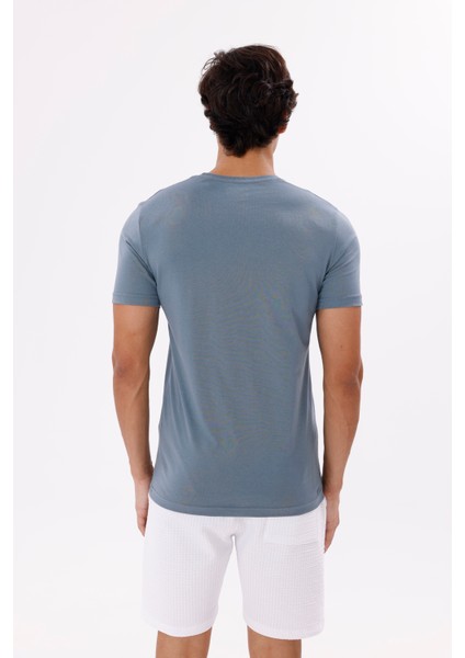 Göğüs Baskı Detaylı Bisiklet Yaka Kısa Kollu Rahat Kalıp Pamuklu Spor Tişört modelleri