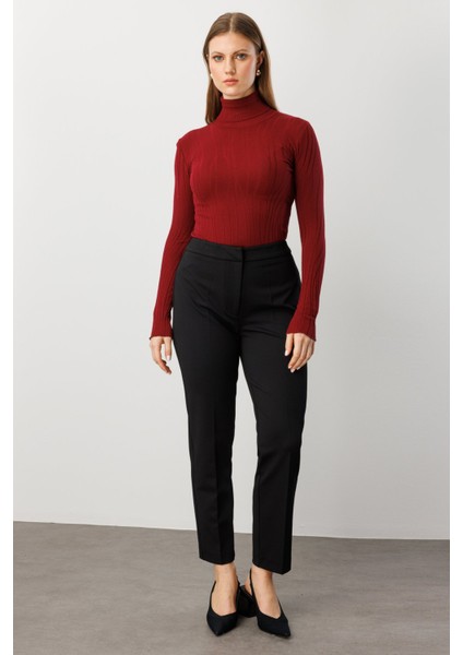 Kadın Büyük Beden Dar Paça Cepsiz Pantolon 1025 Siyah