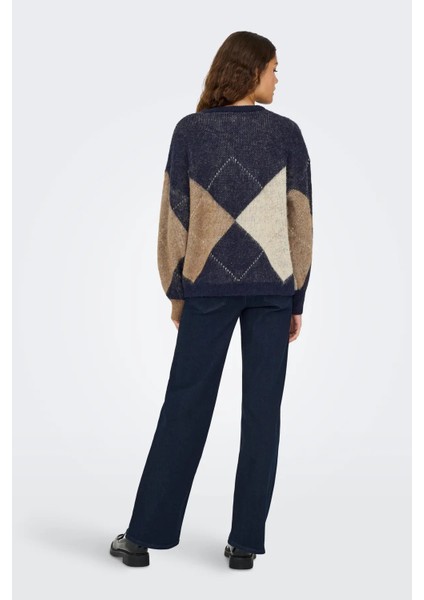 Kadın Onlnoeme Desenli Bisiklet Yaka Yünlü Kazak 15353226 Krem fırsatları