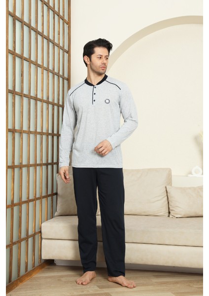 Erkek %100 Pamuklu Pijama Takımı-3 DÜĞMELI-12440