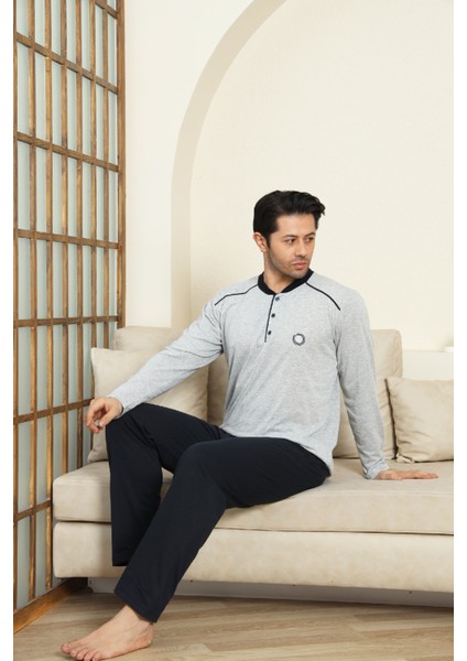 Erkek %100 Pamuklu Pijama Takımı-3 DÜĞMELI-12440 fiyatları