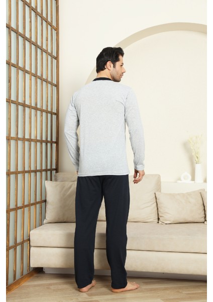 Erkek %100 Pamuklu Pijama Takımı-3 DÜĞMELI-12440 fırsatları