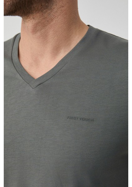 Yumuşak Dokulu V Yaka Uzun Kol Erkek Pijama Takım FT708 modelleri