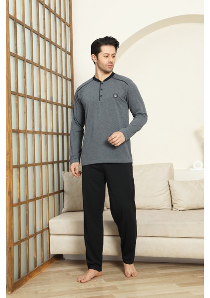 Erkek %100 Pamuklu Pijama Takımı-3 DÜĞMELI-12440
