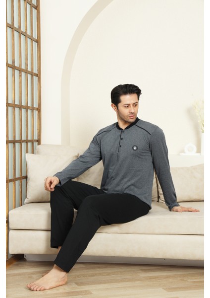 Erkek %100 Pamuklu Pijama Takımı-3 DÜĞMELI-12440 fiyatları