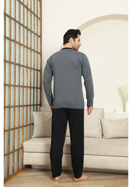 Erkek %100 Pamuklu Pijama Takımı-3 DÜĞMELI-12440 fırsatları