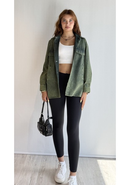 Kadın Uzun Kollu Oversize Gabardin Gömlek fiyatları