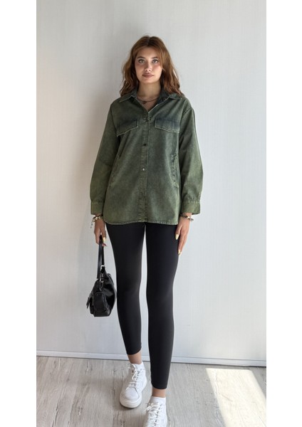 Kadın Uzun Kollu Oversize Gabardin Gömlek modelleri