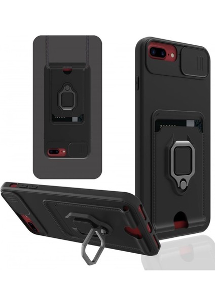 Buğz Iphone 7 Plus Kılıf Zuma Kartvizitli Yüzüklü Silikon - Siyah