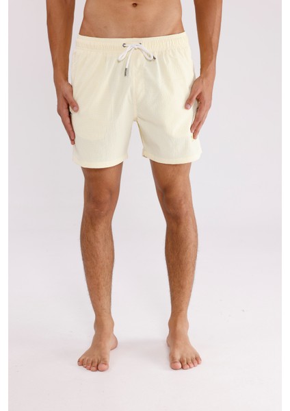 Çizgili Dokuma Bel Ipli Cepli Rahat Kalıp Şort