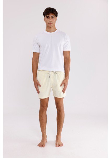 Çizgili Dokuma Bel Ipli Cepli Rahat Kalıp Şort indirimleri
