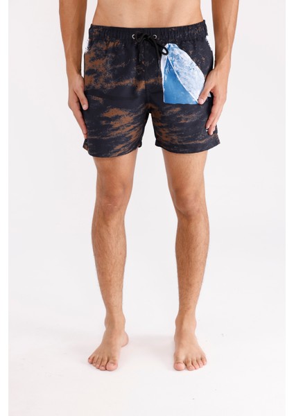 Palermo Model Deniz Desenli Dijital Baskılı Ayarlanabilir Kordonlu Elastik Bel Yan Cepli Kısa Paça Konforlu Kalıp Deniz Şortu