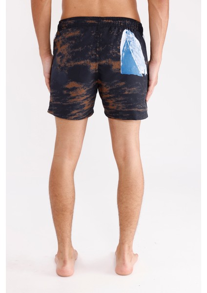 Palermo Model Deniz Desenli Dijital Baskılı Ayarlanabilir Kordonlu Elastik Bel Yan Cepli Kısa Paça Konforlu Kalıp Deniz Şortu modelleri