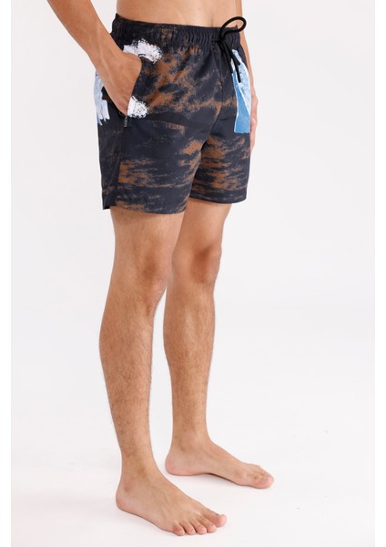 Palermo Model Deniz Desenli Dijital Baskılı Ayarlanabilir Kordonlu Elastik Bel Yan Cepli Kısa Paça Konforlu Kalıp Deniz Şortu fırsatları