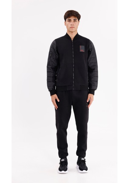 Kapitone Ön Panel Detaylı Polo Yakalı Cepli Rahat Kalıp Uzun Kollu Sweatshirt