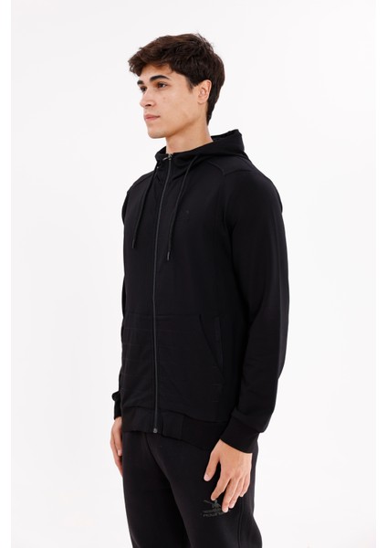 Omuz Panel Detaylı Fermuarlı Kapüşonlu Erkek Sweatshirt fiyatları