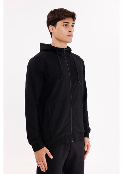 Omuz Panel Detaylı Fermuarlı Kapüşonlu Erkek Sweatshirt fırsatları