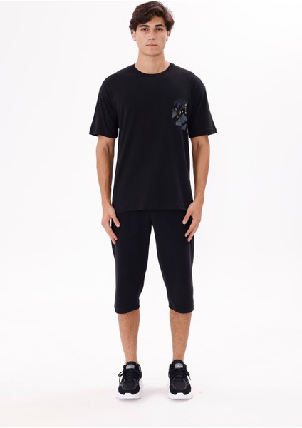 Bisiklet Yaka Rahat Kalıp Yumuşak Tutuşlu Ön Baskı Detaylı Kısa Kollu Tişört