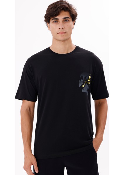 Bisiklet Yaka Rahat Kalıp Yumuşak Tutuşlu Ön Baskı Detaylı Kısa Kollu Tişört indirimleri