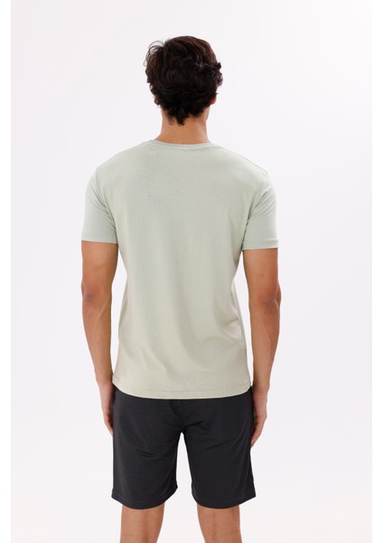 Bisiklet Yaka Ön Baskı Detaylı Rahat Kalıp Kısa Kollu Tişört modelleri