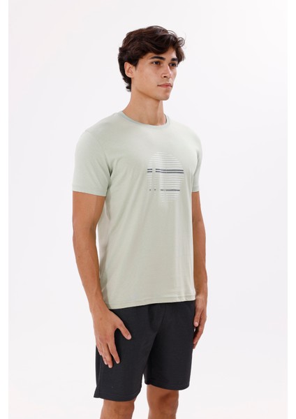 Bisiklet Yaka Ön Baskı Detaylı Rahat Kalıp Kısa Kollu Tişört fırsatları