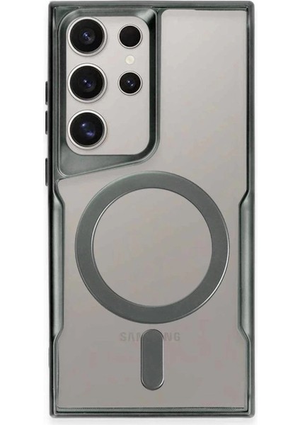 Buğz Samsung Galaxy S24 Ultra Kılıf Boyi Magsafe Silikon Kapak - Yeşil