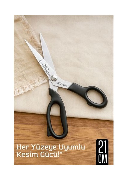 Hsnet Çok Amaçlı Makas – 21 cm Uzunluk | 11 cm Kesim Bıçağı | Paslanmaz Çelik Ergonomik Sa