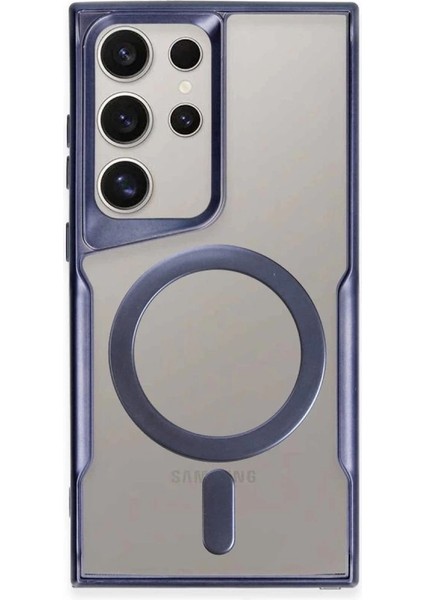 Buğz Samsung Galaxy S24 Ultra Kılıf Boyi Magsafe Silikon Kapak - Lacivert