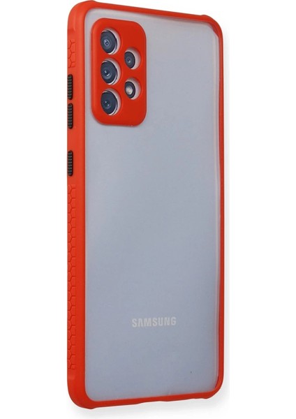 Buğz Samsung Galaxy A72 Kılıf Miami Şeffaf Silikon - Kırmızı