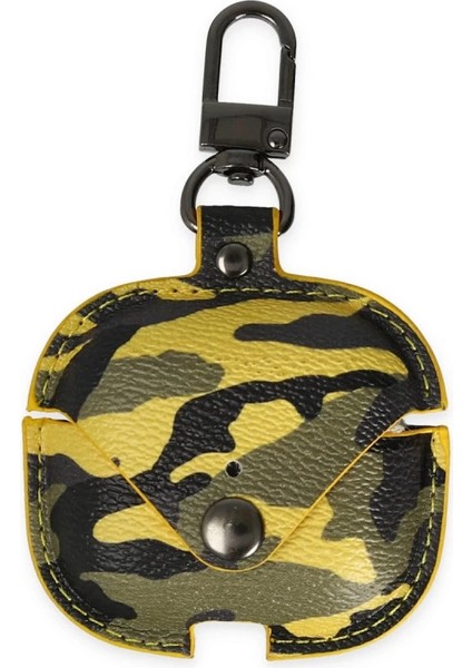 Buğz Airpods Pro 2 (2.nesil) Çanta Kamuflaj Deri Kılıf - Sarı