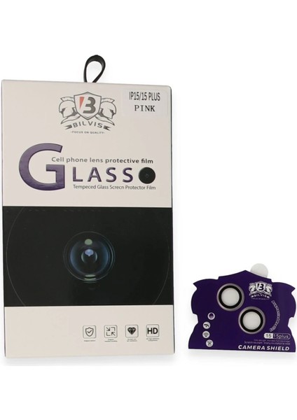 iPhone 15 Bilvis Titan Kamera Lens - PEMBE-(5796)
