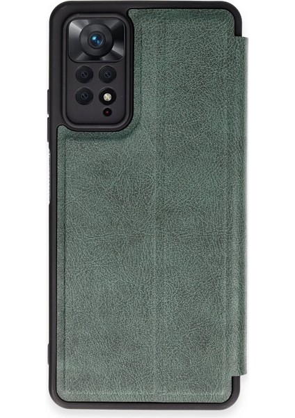 Buğz Newface Xiaomi Redmi Note 12 Pro 4g Kılıf Flip Cover - Koyu Yeşil