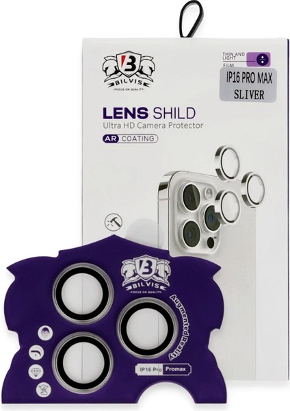 iPhone 16 Pro Max Bilvis Titan Kamera Lens - Titan GRI-(5796)