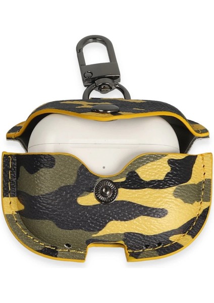 Airpods Pro 2 (2.nesil) Çanta Kamuflaj Deri Kılıf - SARI-(5796) modelleri