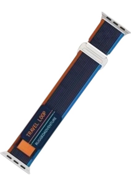 Apple Watch 38MM Alice Kumaş Kordon - MAVI-TURUNCU-(5796)