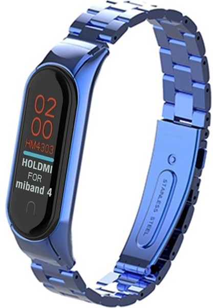Xiaomi Mi Band 4 Metal Baklalı Kordon - MAVI-(5796)