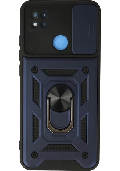 Buğz Xiaomi Redmi 9c Kılıf Pars Lens Yüzüklü Silikon - Lacivert