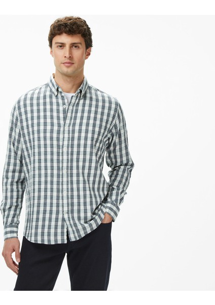 Erkek Yeşil Kareli Classic Fit Gömlek W57417T.3YG