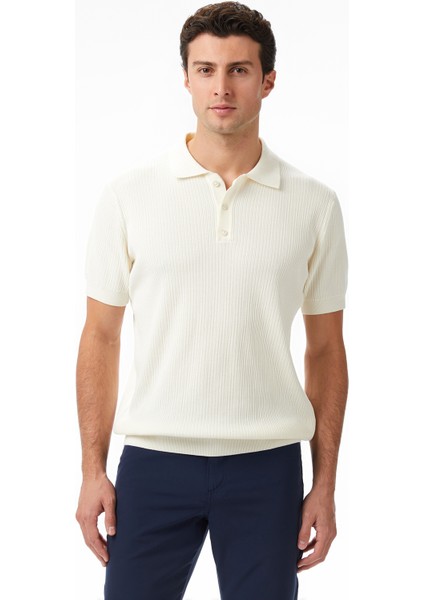 Erkek Krem Regular Fit Kısa Kollu Triko S55110T.1MA